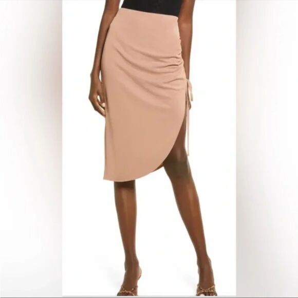 Nordstrom‎ Open Edit Ruched Skirt in Tan Mocha Size Medium NWT - Picture 1 of 4
